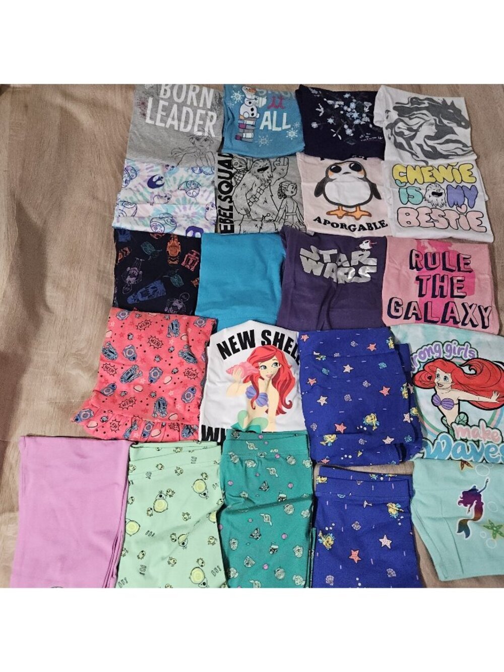 Lot Of 21 Girls Size Xl 10 Clothing Disney Star Wars Frozen Little Mermaid Nwot